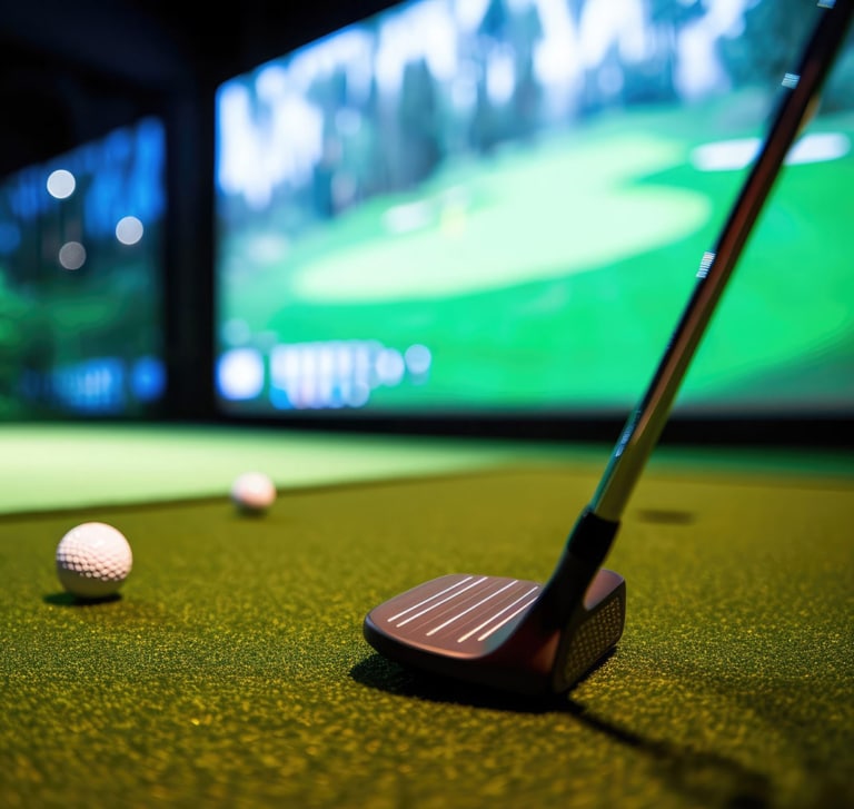 Nahaufnahme eines Golfschlägers und Balls in der Golfbox im Hotel Schrofenstein